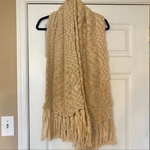 Oversized Chunky Knit Scarf Beige/ Cream/Off white